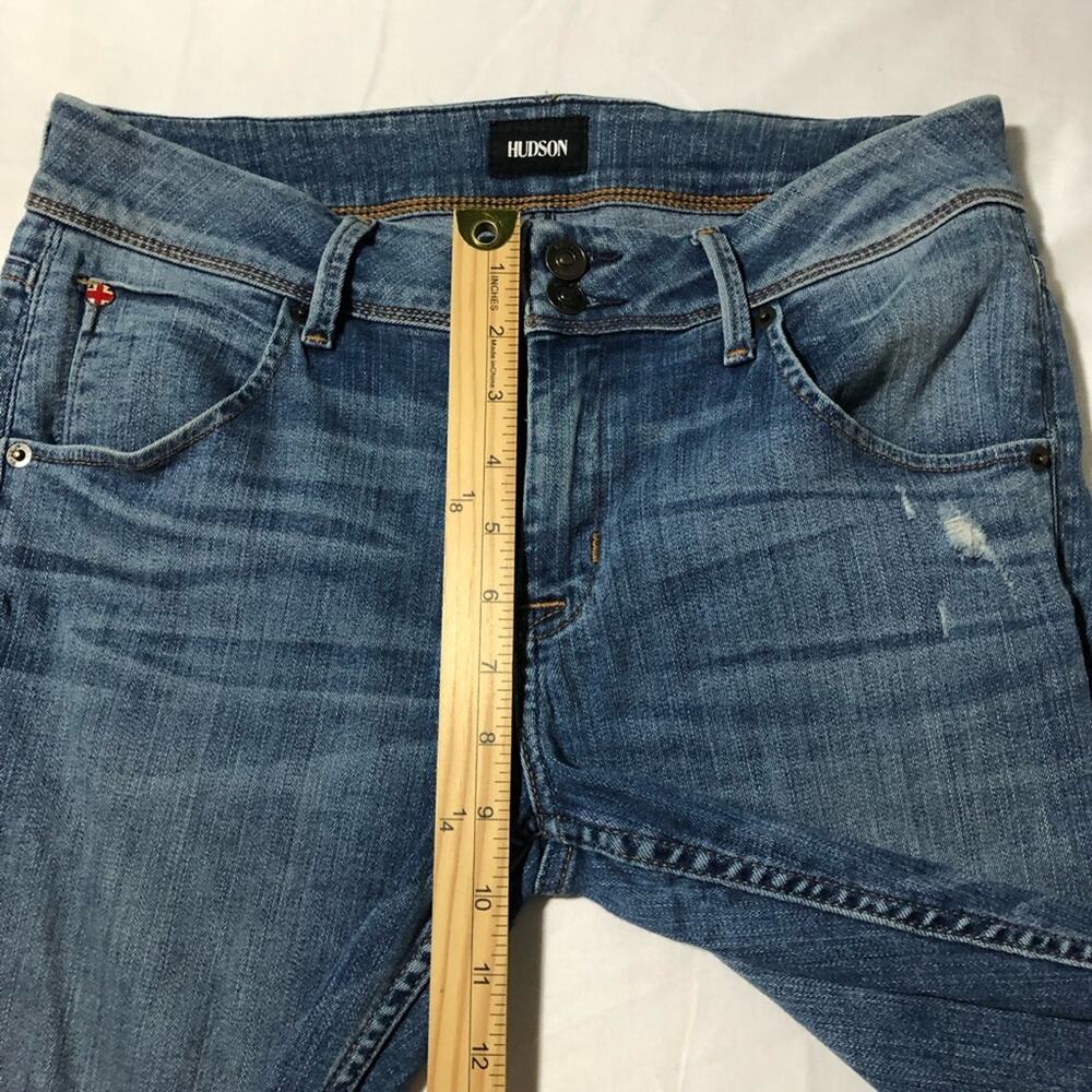 Hudson mid rise skinny with step hem distressed blue jeans womens 29 flap pocket - Picture 8 of 12